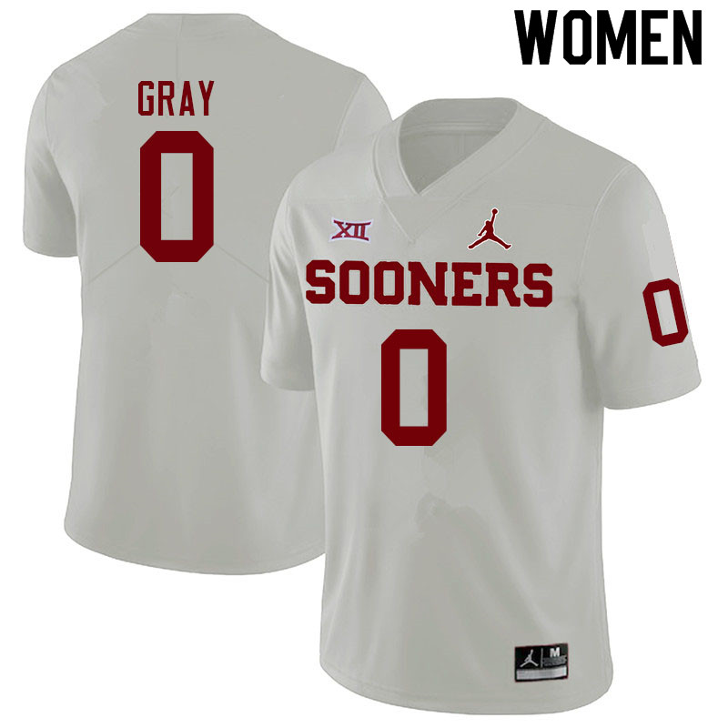 Women #0 Eric Gray Oklahoma Sooners College Football Jerseys Sale-White - Click Image to Close